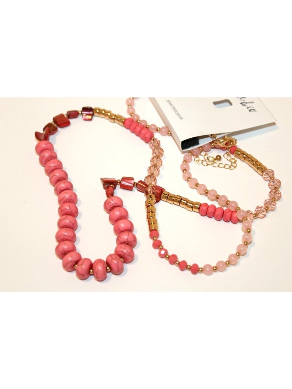 Style & Co Gold Tone Carol Pink Bead Necklace New with Tag $32.50